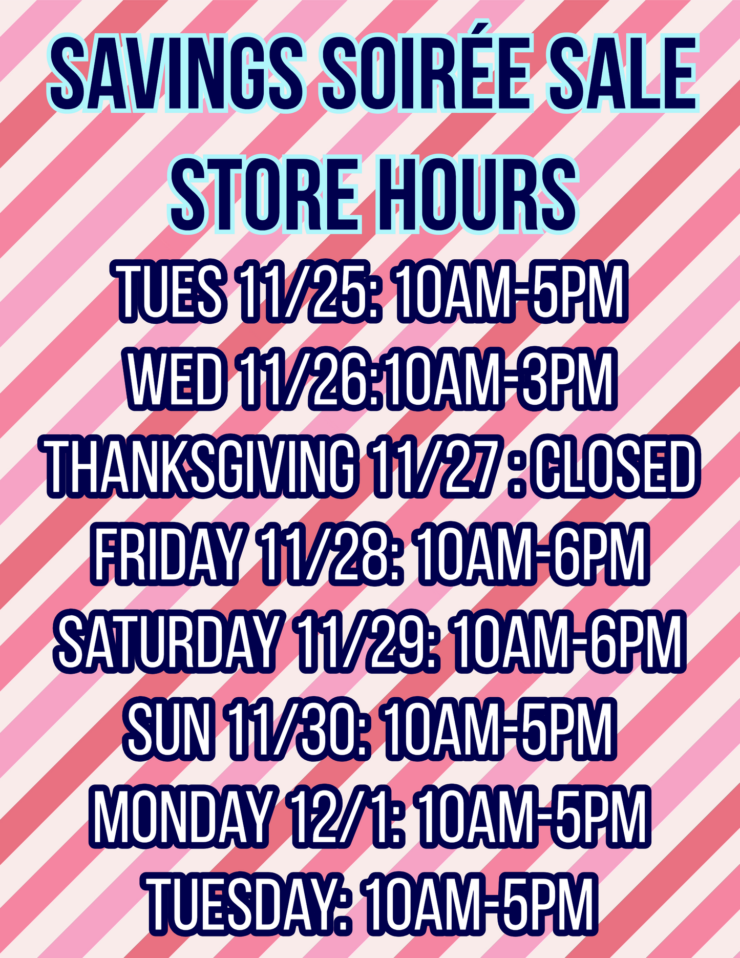 Holiday Sale Store Hours