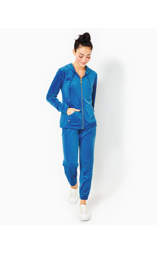 Larina Velour Zip-Up Hoodie
