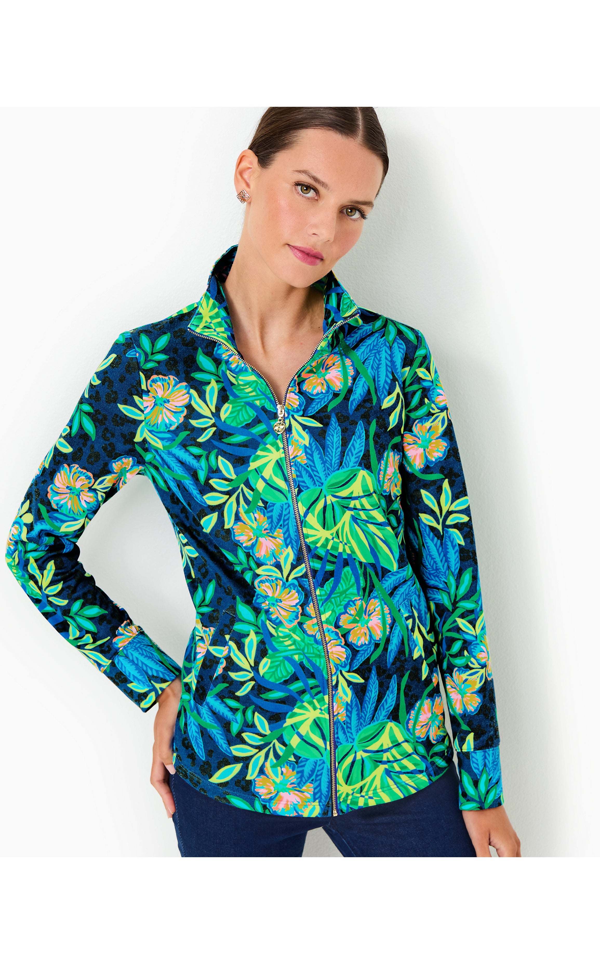 Lilly Pulitzer UPF 50+ Leona Zip Up Pinking Positive outlet