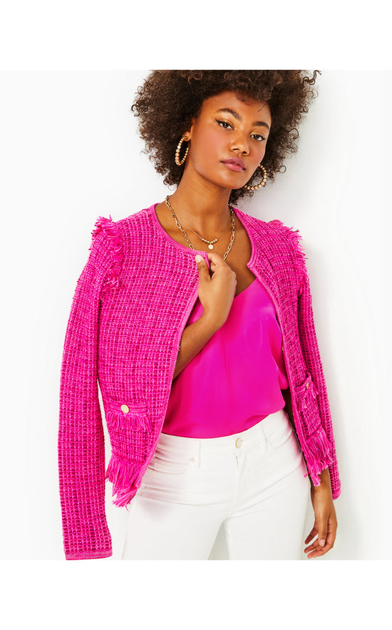 Simora Fringe Cardigan – Anchored In Pink - A Lilly Pulitzer