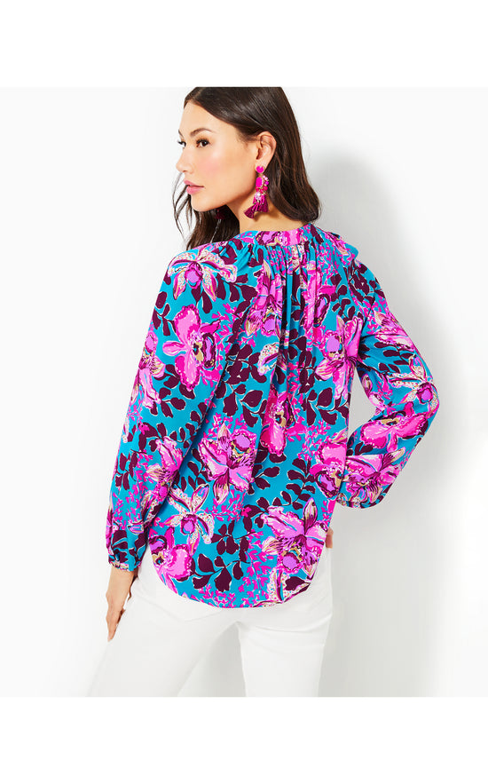 Load image into Gallery viewer, Saige Long Sleeve Silk Top
