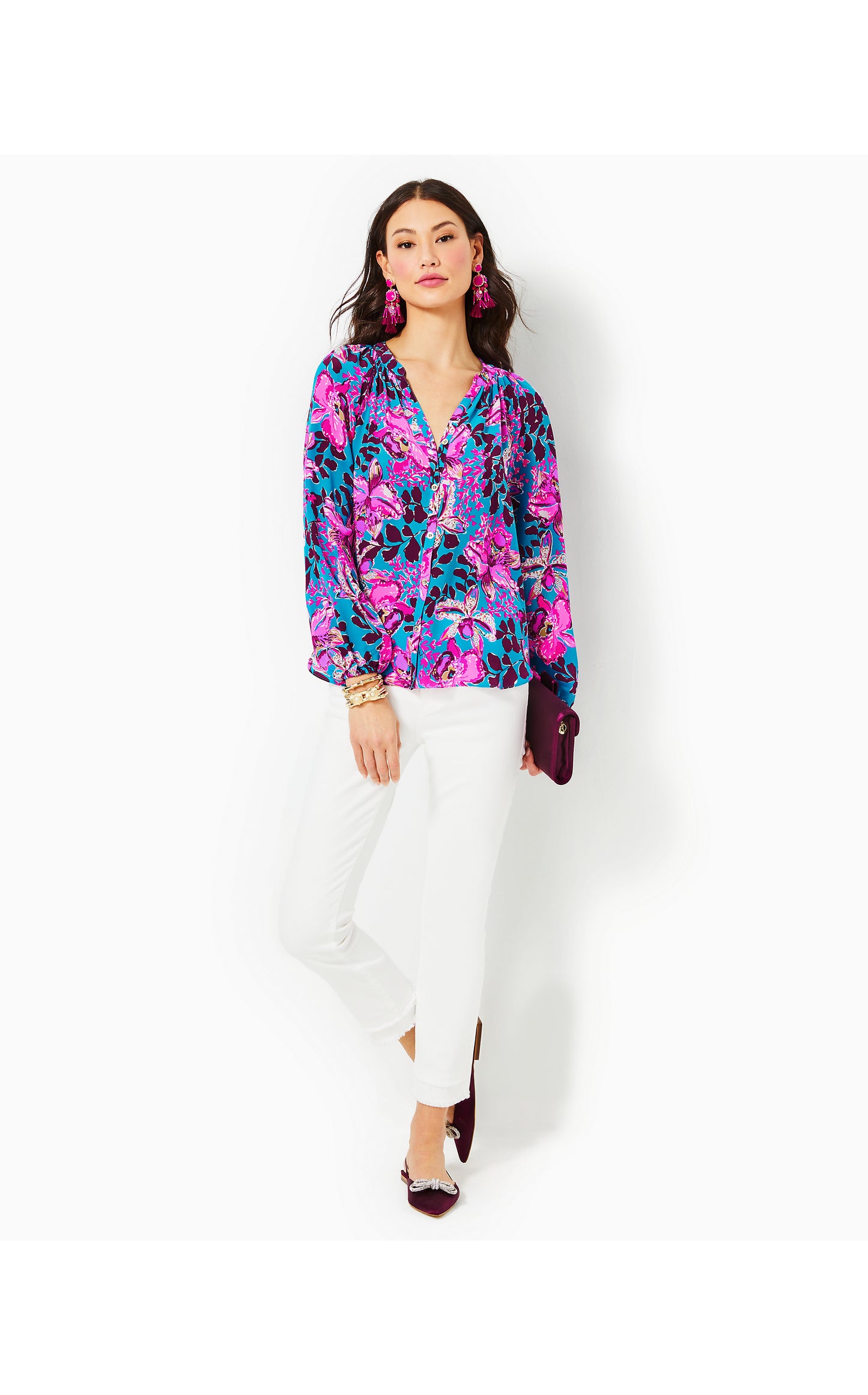 Load image into Gallery viewer, Saige Long Sleeve Silk Top
