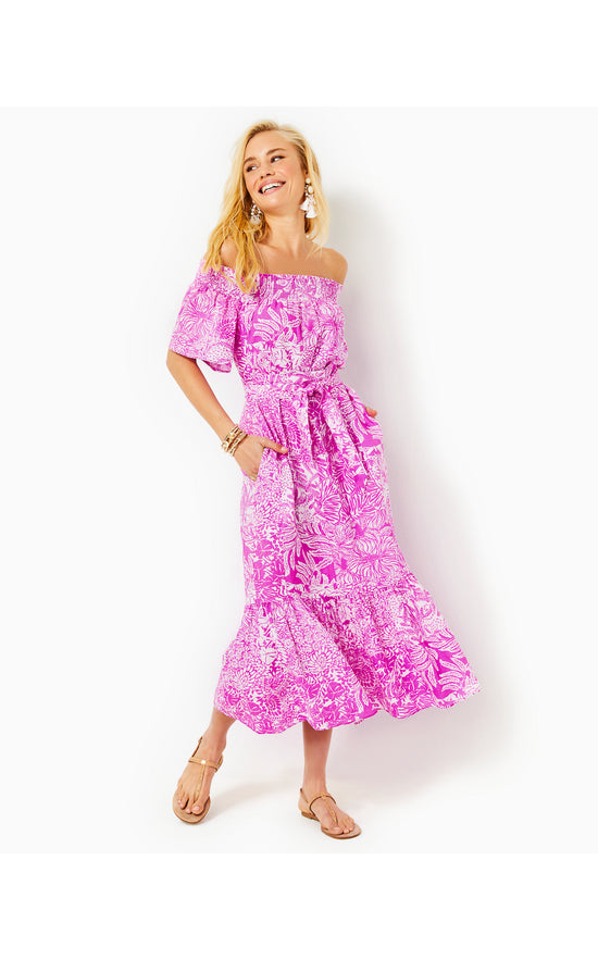Isbell Off-The-Shoulder Linen Midi Dress