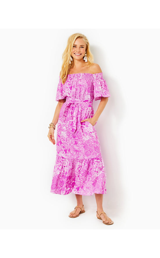 Isbell Off-The-Shoulder Linen Midi Dress