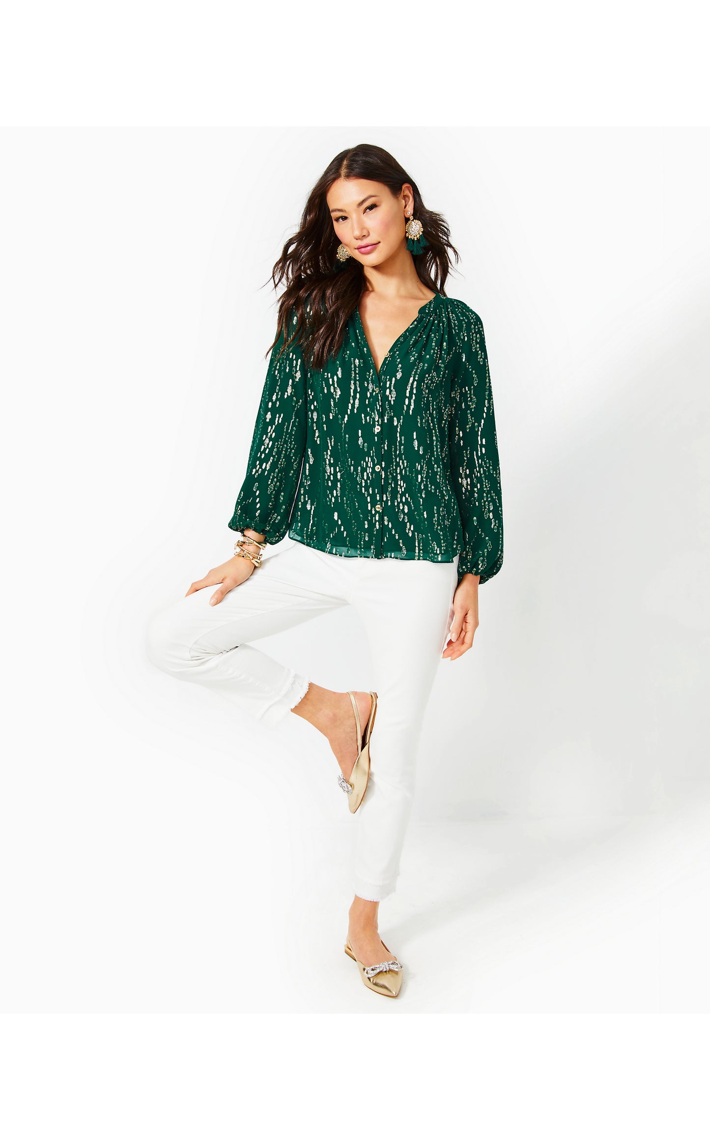 Saige Long Sleeve Silk Top