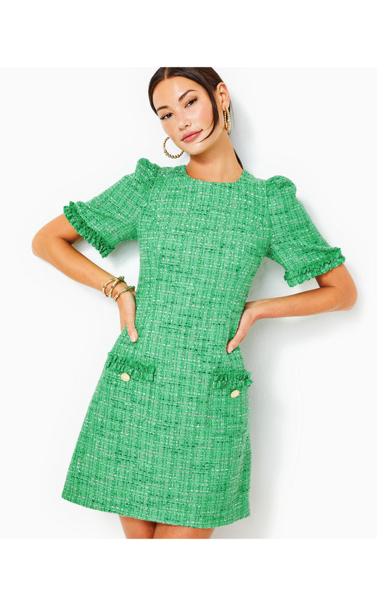 Load image into Gallery viewer, Ryner Short Sleeve Boucle Tweed Shift Dress
