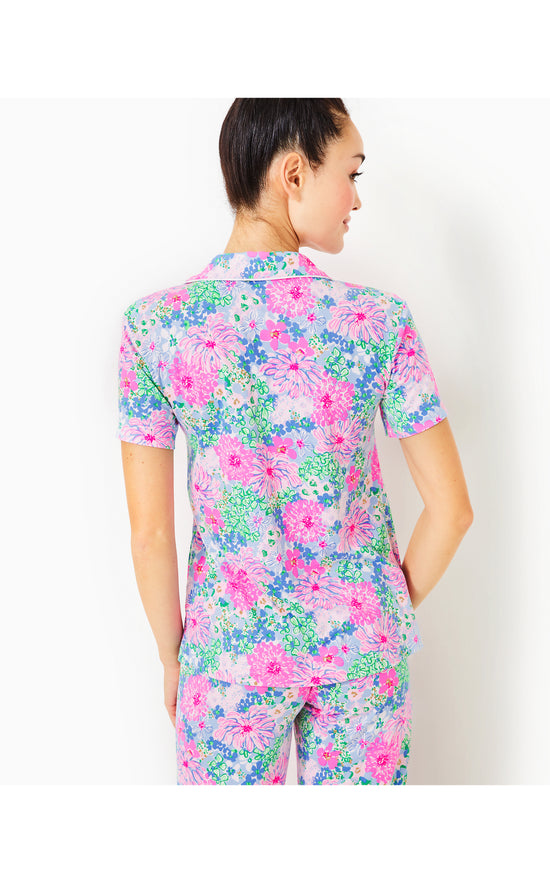 Pajama Knit Button-Up Top