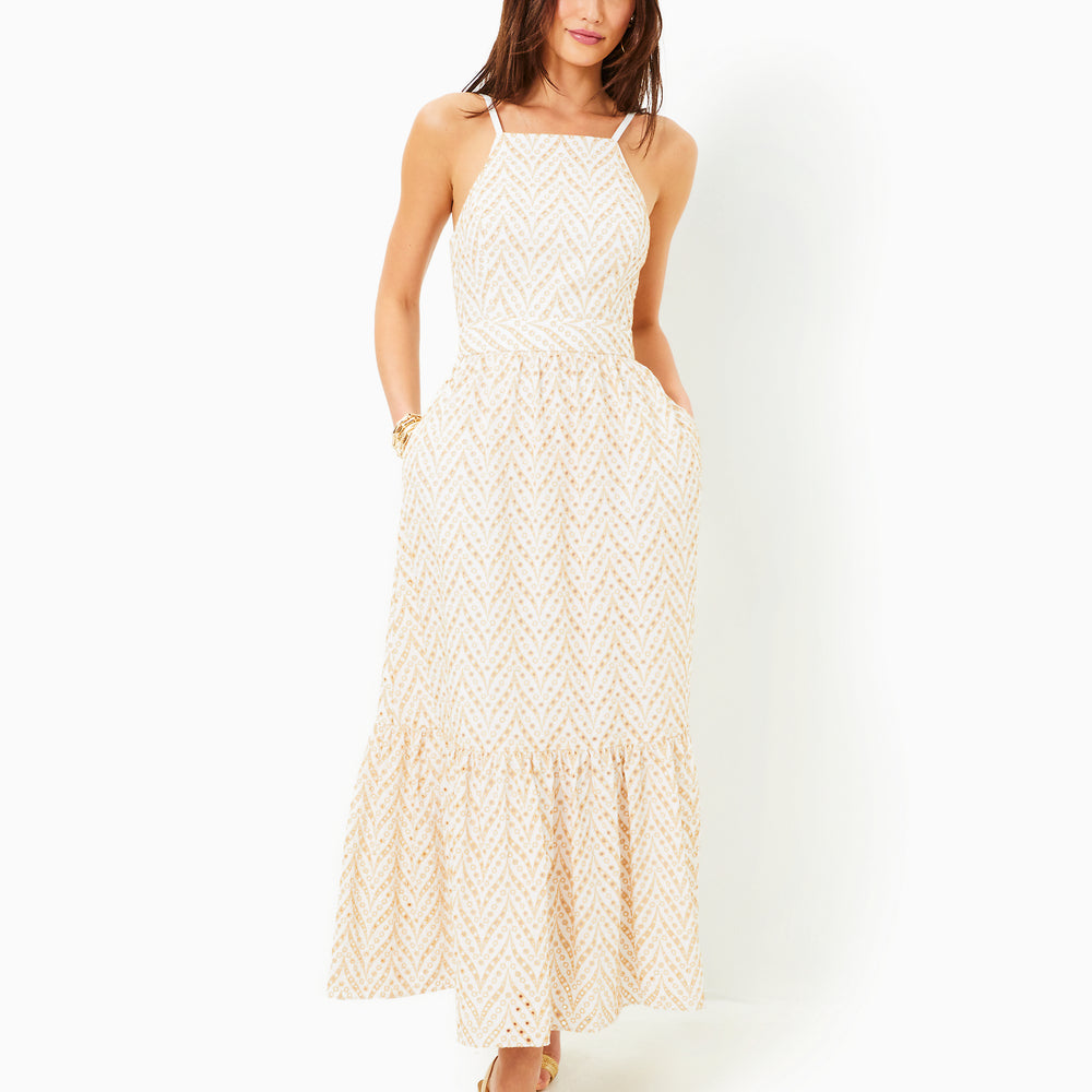 
                  
                    Charlese Halter Eyelet Midi Dress
                  
                